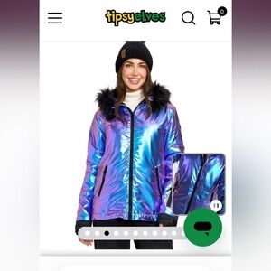 Tipsy Elves Women's Shimmering Blue Ski Jacket
